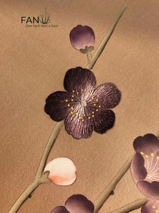 Zhenling Papier peint fleur de prunier peint à la main et brodé pour déco murale intérieure - Product Image 3