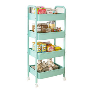 Nouveau chariot de cuisine mobile à 4 niveaux, panier d'angle pour fruits et légumes, séchoir, étagères de rangement, support rotatif - Product Image 5