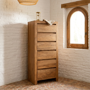 Handmade Rustic Oak Tall <b>Chest</b> of Drawers with 6 Solid Wood Drawers Eco-Friendly Bedroom <b>Storage</b> - Product Image 4