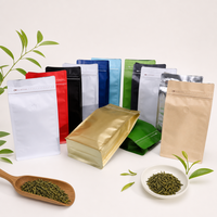 Sacs d'emballage pour thé et café en grains, fond plat, imprimés sur mesure, colorés, en stock, 5oz, 8oz, 18oz, 36oz, avec valve et fermeture éclair