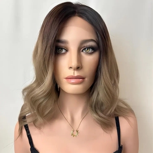 Glueless vai Chiều dài Tóc Vàng ombre màu sóng <span class=keywords><strong>Bob</strong></span> cắt ngắn tóc giả trinh nữ Remy lớp biểu bì phù hợp tóc con người 5x5 ren đóng cửa tóc giả - Product Image 4