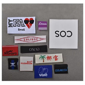 Étiquette privée étiquettes de vêtements en <span class=keywords><strong>polyester</strong></span> écologique étiquettes personnalisées marque personnelle conception Logo imprimé étiquette tissée à coudre - Product Image 1