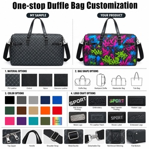 Tas Duffel Perjalanan PVC Monogram Vintage OEM ODM dengan Kantong Samping Ber-resleting, Tali Selempang yang Dapat Disesuaikan, dan Banyak Kantong untuk Perjalanan Bisnis dan Komuter - Product Image 2