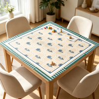 Tapis de jeu de mahjong antidérapant Ruitong bleu à motifs floraux pour 4 joueurs, base en caoutchouc, insonorisant et anti-bruit, tapis de table portable