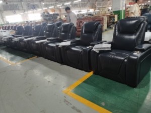 Sofá LED de Alta Calidad en Cuero Azul, Reclinable, Eléctrico, para Cine en Casa, Muebles VIP para Sala de Cine - Product Image 4