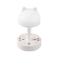 Lámpara de Escritorio con Cabeza de Gato SUZHERM, Enchufe con 3 Tomas, 2 USB A, 1 Tipo-C, Cable de 2 m, Carcasa Resistente al Fuego, Ecológica, Enchufe Personalizable