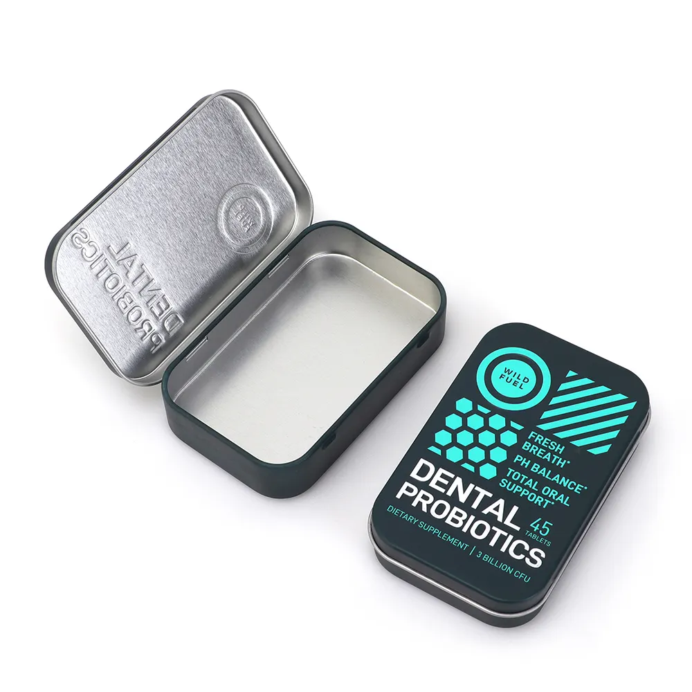 Empty rectangle tin cans hinged lid metal boxes gift packaging tin box