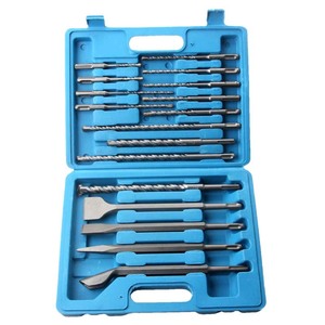 17 <b>Pc</b> Electric Hammer Drill Bit <b>Set</b> Round Shank Spiral Bits For Concrete Brick Wall Drilling Blue Case - Product Image 1