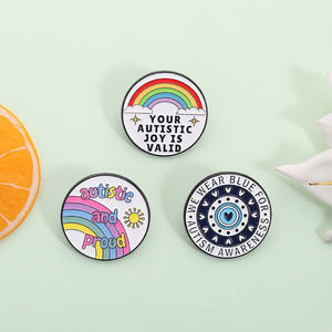 Autist und stolz Emaille-Anstecknadeln Autismus-Bewusstsein Wir tragen Blau Deine autistische Freude ist gültig Brosche Großhandel - Product Image 2