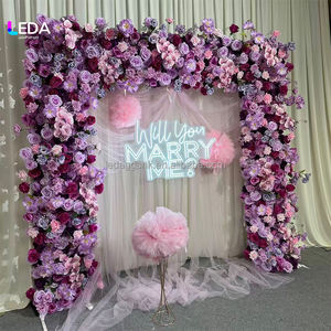 Arco Floral LEDA, Arco de Rosas Púrpuras, Fondo para Bodas al Aire Libre, Arco Floral Suave para Pasillo, Día de San Valentín - Product Image 2