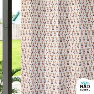 Rideaux imperméables Folk Flower avec tissu polyester teint en masse de qualité supérieure pour balcon extérieur, patio et jardin - Product Image 4