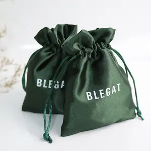 Custom Logo Satin Dust Pouch Gift Packaging Hair Wig Large Silk Bag Satin Drawstring Bag Custom Satin Bags With Logo