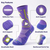 Chaussettes de sport respirantes en maille multicolores, réfléchissantes, à motif géométrique jacquard, avec bord côtelé extensible, logo personnalisé