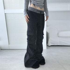 Pantalon en tricot à jambes droites avec cordon de serrage et blocs de couleur, pour femmes, décontracté, sportif, vêtement de maison, pantalon long polyvalent - Product Image 4