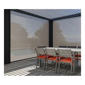 Home Design Patio Screen Windproof Roller Blinds Aluminum Outdoor Customized Blinds Vertical Retractable Shade Blinds Window