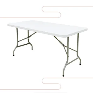 Mesa de comedor plegable de plástico rectangular, moderna, color blanco, gran oferta
