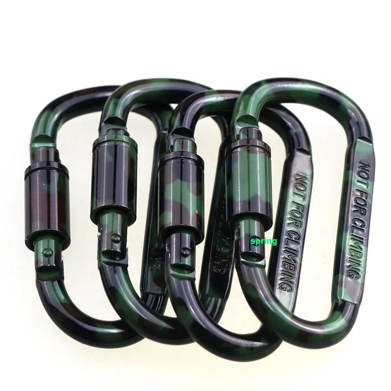 Ngụy trang Carabiner Clip D hình dạng khóa nhôm Carabiner D-Ring khóa an ninh cắm trại leo núi đi bộ đường dài Keychain