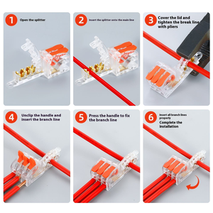 Быстросъемный Т-образный электрический кран, 1 вход, <span class=keywords><strong>2</strong></span> выхода, медный клеммный блок с подключаемым корпусом ПК - Product Image 5