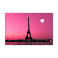 Lune et Tour Eiffel, une nuit paisible à Paris, impression numérique sur toile, peinture moderne, vente chaude, 60x120cm