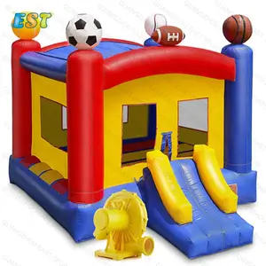 Commercial grade sport moonwalk inflatable bouncer jumping bouncy castle jumper bounce house with small slide