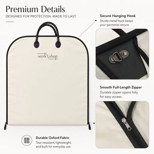 Sac de voyage imperméable en tissu Oxford pour vêtements, protège-robe et blazer haut de gamme avec fermeture éclair pour les voyages en avion et l'utilisation à l'hôtel - Product Image 4