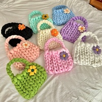 Sac en laine tricoté à la main pour femmes bricolage matériau épais en laine islandaise fermeture ouverte sac au Crochet