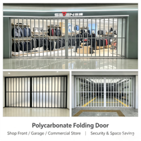 Porte accordéon transparente en polycarbonate PC, porte coulissante pliable pour magasin, cloison intérieure pour centre commercial