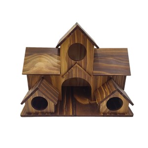 Nichoir rustique en bois massif style villa à fixer sur arbre, décoration de jardin, petite taille pour oiseaux - Product Image 5
