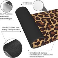 Alfombrilla de Ratón para Juegos con Estampado de Leopardo, Antideslizante, XL, Grande, con Borde Cosido, Base de Goma, para Computadora Portátil, PC