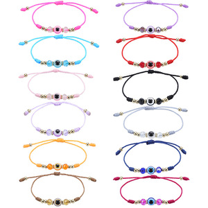 Bracelet œil de démon en résine plastique avec perles de cristal pour garçons et filles, ajustable et tressé – Meilleure vente - Product Image 1