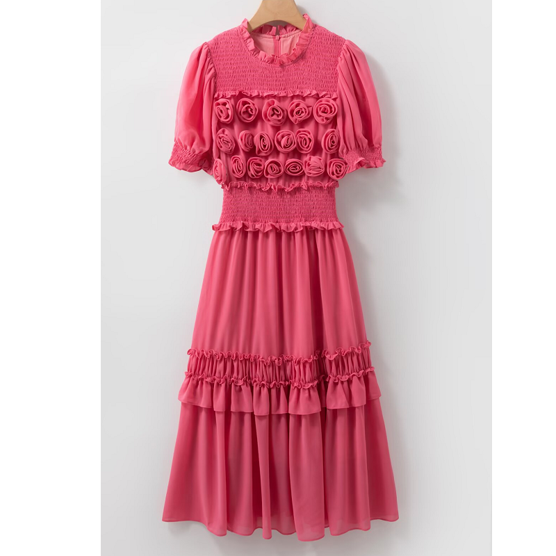 Wholesale Pink Short Chiffon Dress Floral Designs, Wedding-Friendly |  Alibaba.com