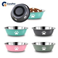 Bol antidérapant en acier inoxydable pour animaux de compagnie avec anneau de base en caoutchouc - Gamelle anti-renversement pour chiens et chats, idéal pour l'alimentation des grands chiens
