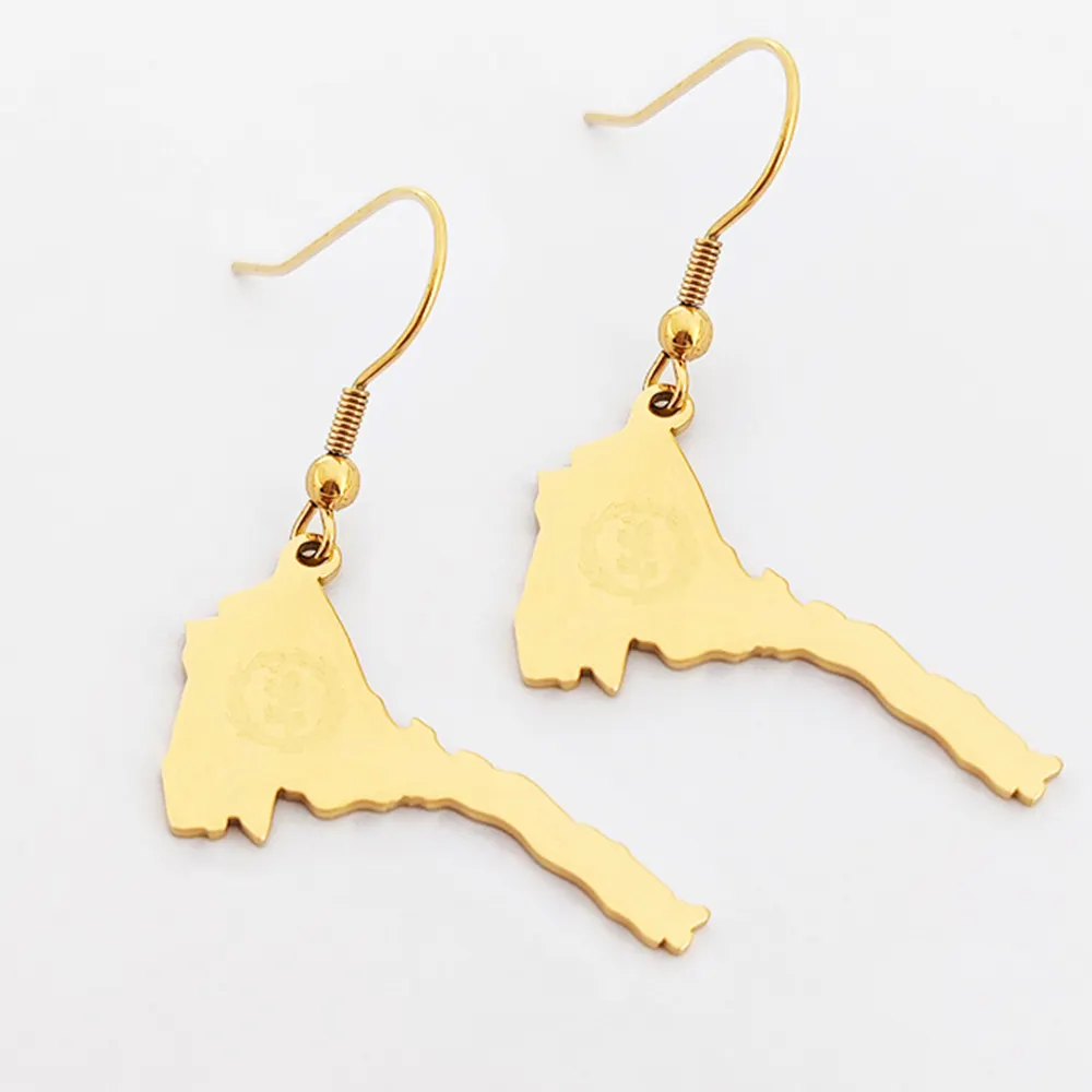 Cut Radium White Eritrea Map Charm Earrings Gold Plated African Culture Jewelry Perfect Gift For Women/Men