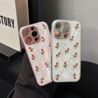 Coque de téléphone de luxe premium en résine coulée motif tulipe pour iPhone 17 Pro Max, Apple 15 Pro, électroplaquée, antichoc pour 14, 13, 12, 11, 16
