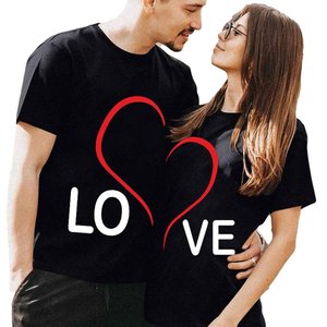 <span class=keywords><strong>Magliette</strong></span> Abbinate <span class=keywords><strong>per</strong></span> <span class=keywords><strong>Coppie</strong></span> con Scritta LOVE <span class=keywords><strong>per</strong></span> San Valentino, T-shirt Personalizzate <span class=keywords><strong>per</strong></span> Uomo e Donna - Product Image 1