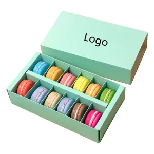 China Supplier Foldable Drawer 12 Macarons Wedding Favor Gift Boxes Macaron Box Packaging With Paper Divider Inserts