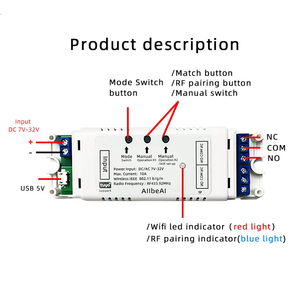 Dc 7V 12V 24V 2CH không dây nhích tự khóa mô-đun tiếp sức tự làm tuya Công tắc thông minh Wifi điều khiển từ xa nhà thông minh - Product Image 6