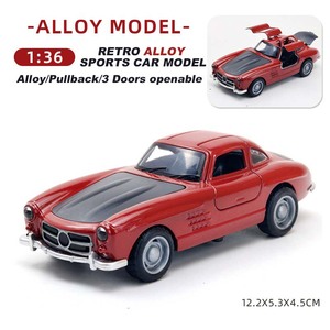 Giocattoli LASIVE 1:36 Retro lega pressofusa auto giocattolo Pullback modello di auto sportiva con simulazione di apertura della porta per i bambini - Product Image 4