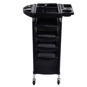 Carrito de Salón Multifuncional de Metal Negro con Ruedas, Carrito para Peluquería, Organizador con Ruedas, Estación de Barbería 90x18x38cm - Product Image 2