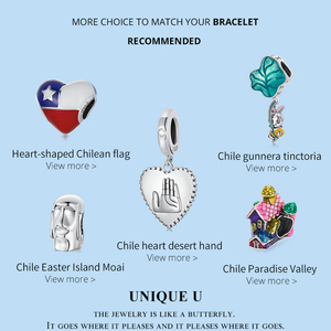 925 argent Sterling coeur chilien drapeau paradis vallée breloque perle pendentif Fit Bracelet collier pour femmes bijoux bricolage accessoire - Product Image 2