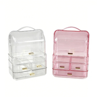 Boîte de rangement transparente de bureau avec tiroirs, utilisée pour les rouges à lèvres et les accessoires