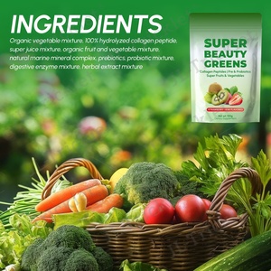 ผงซุปเปอร์กรีนส์ OEM คอลลาเจนบิวตี้ พร้อมเอนไซม์ย่อยอาหารและโปรไบโอติกส์  ซูเปอร์ฟู้ดเพื่อสุขภาพ - Product Image 5
