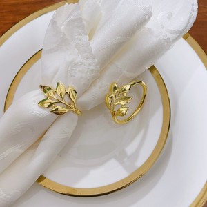 Set di <span class=keywords><strong>portatovaglioli</strong></span> in <span class=keywords><strong>oro</strong></span>-<span class=keywords><strong>portatovaglioli</strong></span> in foglia per decorazioni nuziali anelli per cena Fiesta - Product Image 5