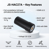 Antenne GNSS Hélice Ultra Légère et Compacte Multi-Constellation Haute Précision JS-HAC27A RHCP Étanche IP65 16,7g SMA Mâle