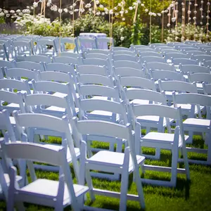 Fabricante de móveis de casamento, cadeiras dobráveis de plástico para eventos, cadeira de resina branca para festa ao ar livre, cadeiras dobráveis de plástico