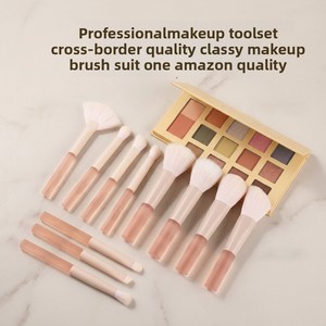 10-Piece Mini Makeup Brush Set Plastic Handle Soft Synthetic Bristles Portable Loose Powder Kit - Product Image 3