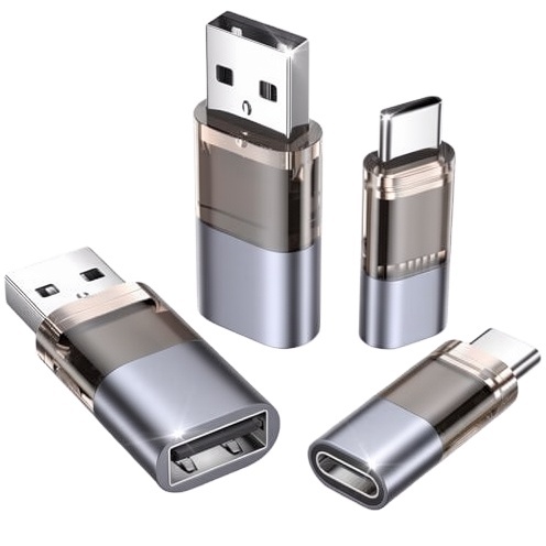 JSAUX Aluminum Alloy USB Type A/C DC Data Blocker (4-Pack)-Secure Public Use Protection Juice Jacking Safe Charging 258