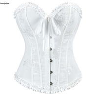 Corset ajustable à nouer au dos pour femme, style vintage, grande taille, élégant, classique, style cour, avec nœud, en brocart, à lacets, à baleines, bustier