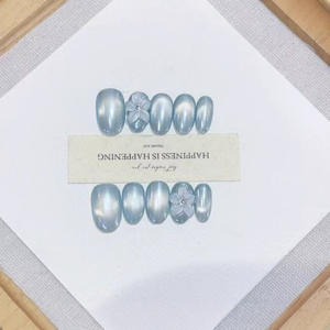 Nouvelles <span class=keywords><strong>Ongles</strong></span> Artificiels Faits Main 2026, Forme Amande Courte, Effet Œil de Chat, Réutilisables, à Presser, Haute Qualité - Product Image 6