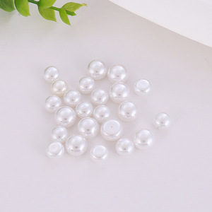 Perles rondes à trou unique, blanc cassé, blanc pur, effet brillant, pour bijoux DIY, accessoires pour cheveux, vente en gros - Product Image 3